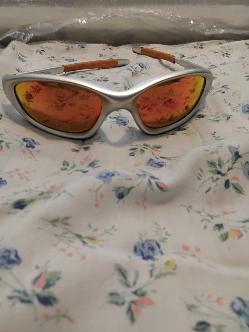 Vintage 1999 Oakley Straight Jacket FMJ Silver Orange Flames Fire Iridium Rare -
